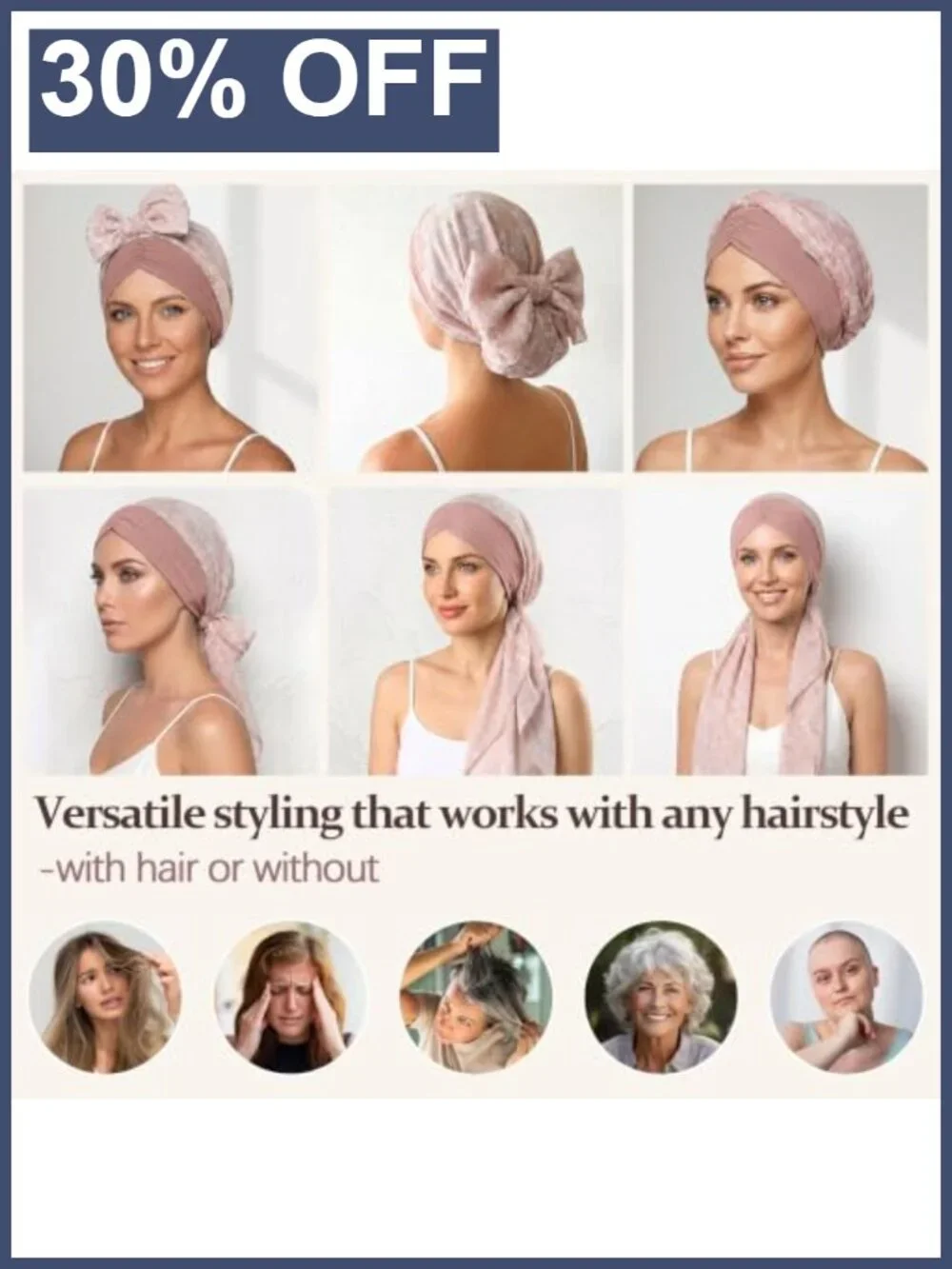 Satin Lined Chemo Headwrap for Women Chiffon Skull Cap Turban Wig Alternative